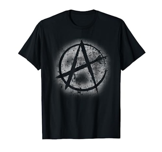 Anarchy Symbol Design - Distressed Stencil Anarchist T-Shirt - Women - Olive Green - 3X-Large