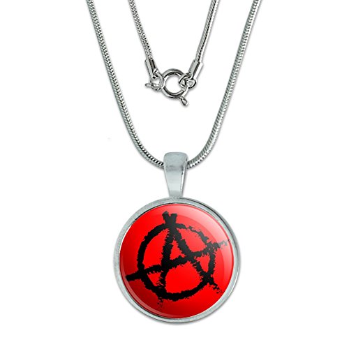 GRAPHICS & MORE Anarchy Symbol Red 0.75" Pendant with Sterling Silver Plated Chain