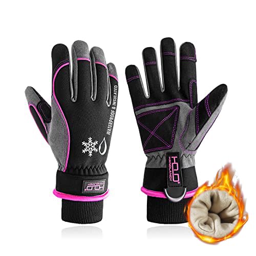 AIGEVTURE Winter Work Gloves Waterproof,Cold Weather Work Gloves for Women Touchscreen Insulated Winter Gloves with Thermal Fleece S - Small - Pink