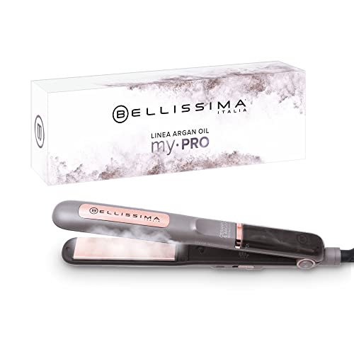 Bellissima Imetec Steam Ceramic & Argan Oil, Piastra Lisciante a Vapore, Rivestimento in Ceramica e Olio di Argan, 3 temperature, Riscaldamento Rapido, Piastre Oscillanti, Autospegnimento, Idea Regalo - Tecnologia Argan Oil con scatola idea regalo