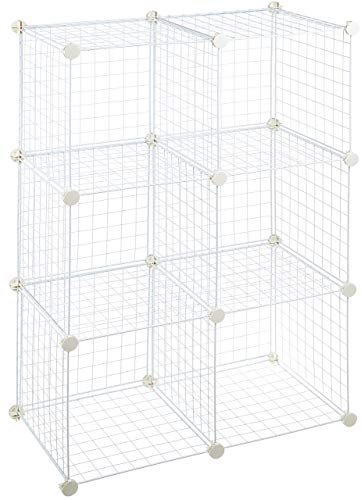 Amazon Basics - Scaffalatura in filo, Sei cubi - Bianco - Bianco - Scaffalatura - Single