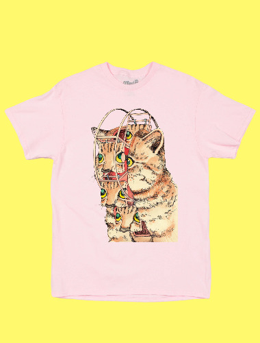Popkiller Artist Series Shintaro Kago Cat Ferris Wheel Classic T-shirt - Pink / L