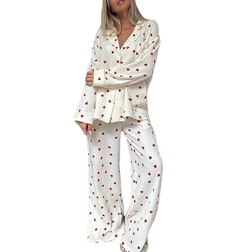 Cute Heart Print Pajama Set