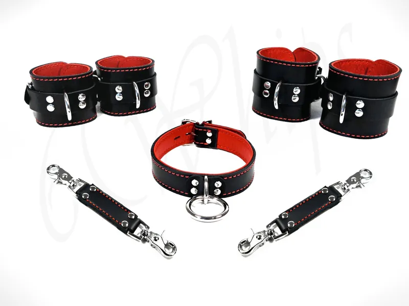Bondage Restraint Set | Small (12.5" to 15.5") / O-Ring / Black Latigo