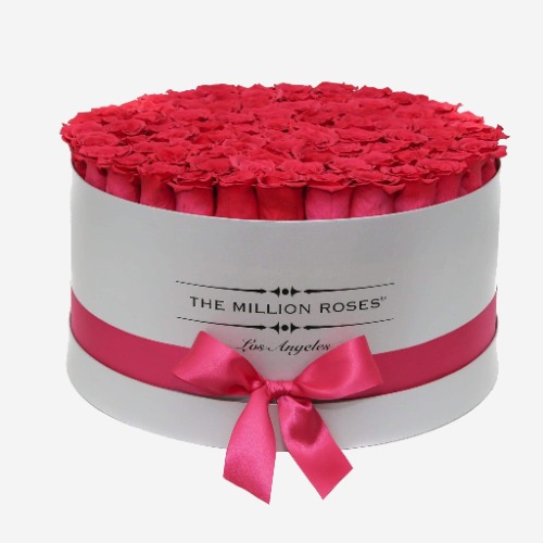 Deluxe White Box | Hot Pink Roses | Default Title