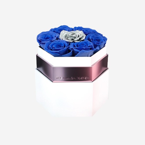 One in a Million™ White Hexagon Box | Violet & Silver Roses | Default Title