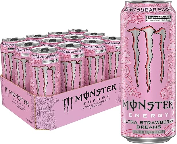 MONSTER ENERGY, Ultra Strawberry Dreams, 473mL Cans, Pack of 12 - DRINK