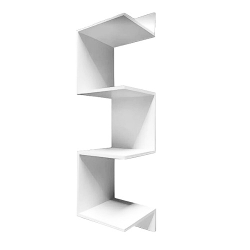 Prateleira De Canto Reto Mdf Branco Estante Livros Nicho