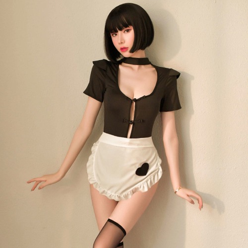 Irresistible Maid Lingerie Set: Amorino Maid - Black / L