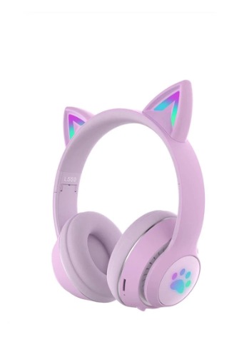 Paw Print Cat Ear Gaming Headphones - Purple