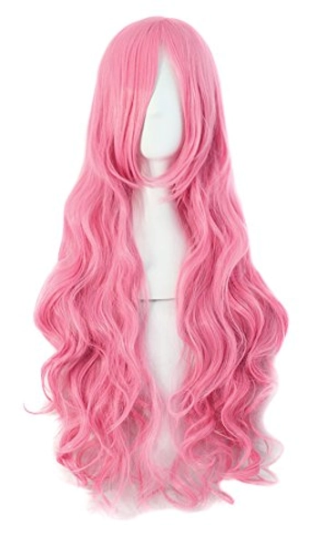 MapofBeauty 32" 80cm Long Hair Spiral Curly Cosplay Costume Wig (Dark Pink)