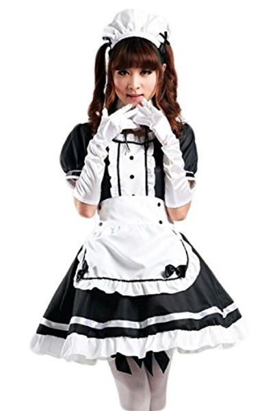 COCONEEN Women's Anime Cosplay French Apron Maid Fancy Dress Costume
