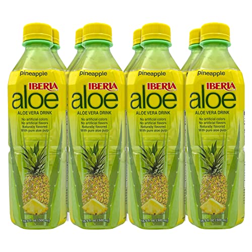 Iberia Aloe Vera Juice Drink with Pure Aloe Pulp, Pineapple, 16.9 Fl Oz (Pack of 8) - Pineapple