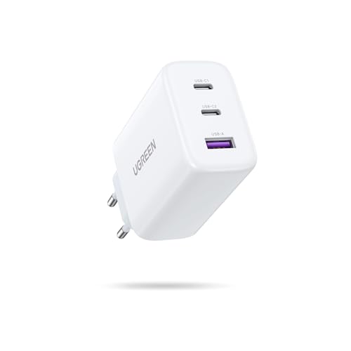 UGREEN 65W Chargeur USB C Rapide 3 Ports Compatible avec iPhone 15 Plus Pro Max 14 13 12 11 X Galaxy S24 Ultra Plus S23 Pixel 8 Pro 7a 6a MacBook Pro Air M3 M2 M1 iPad Pro Air Steam Deck (Blanc) - Blanc
