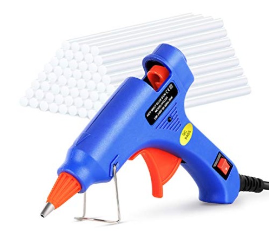 1Plusselect Mini pistolet à colle à chaud + 60 bâtons de colle transparents pour bricolage et réparations rapides dans la maison & bureau, 20 W