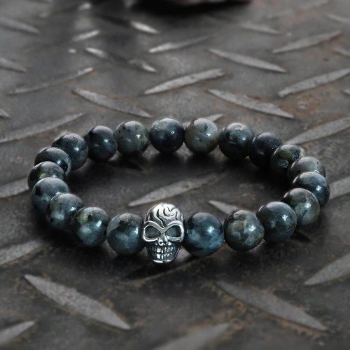 Cross Skull Turquoise Stainless Steel Bracelet - Black