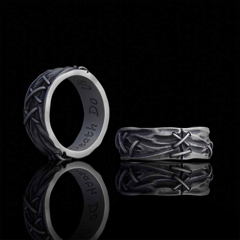 Crack Sew Knot Sterling Silver Ring - 8mm / 7.5