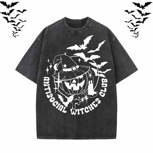 Antisocial Witches Club Vintage Washed T-shirt - Black / XL (Bust 112 cm)
