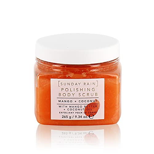 Sunday Rain Polishing Body Scrub for Extra Smooth & Soft Skin, Vegan and Cruelty-Free, Tropical Mango Butter and Coconut Oil, 265g - Mango and Coconut - 265 g (Pack of 1)