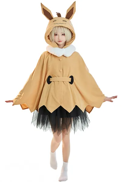 Women Kawaii Short Cloak and Tulle Skirt Set with Scarf and Belt