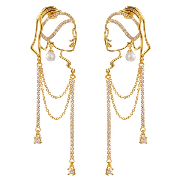 Unique abstract face Art earrings dangle statement long earrings for women girl tassel chandelier handwork earrings jewelry fashion