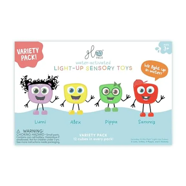 Glo Pals Water-Activated Light-Up Cubes for Sensory Play – 12 Pack