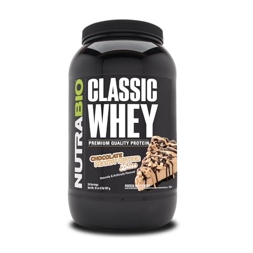 NutraBio Classic Whey Protein Powder- Full-Spectrum Amino Acid Profile - No Fillers, Artificial Colors, Preservatives - Low Glycemic Index - (Chocolate Peanut Butter, 2 Pounds) - Chocolate Peanut Butter - 2 Pound (Pack of 1)