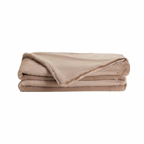 UnHide Lil’ Marsh - Faux Fur Blanket - Durable, Lightweight, Extra Soft Blanket - Machine Washable - Add a Layer of Softness to Any Bed, Couch, or Reading Chair - Mocha Shar Pei, Medium (60" x 80") - Mocha Shar Pei - Medium (60" x 80")
