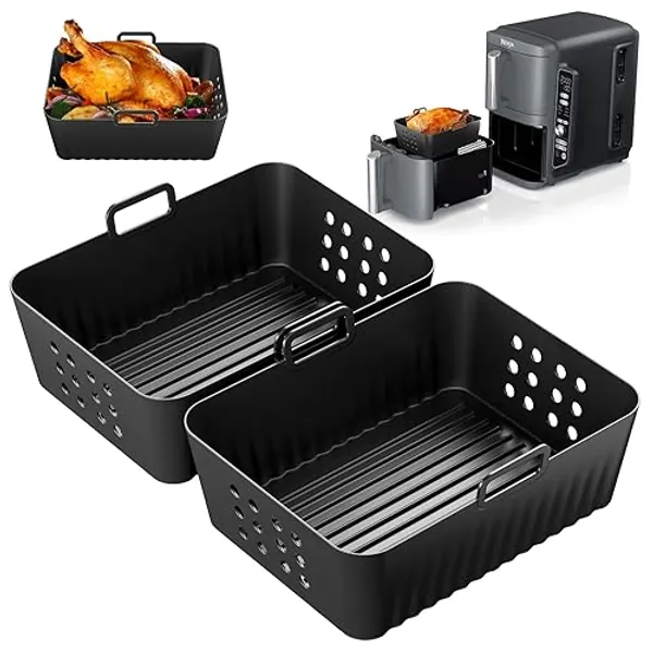 Air Fryer Silicone Liner for Ninja Double Stack XL Air Fryer SL401, Reusable Silicone Air Fryer Liner Accessories for Ninja Foodi DZ401 DZ201 DZ201C