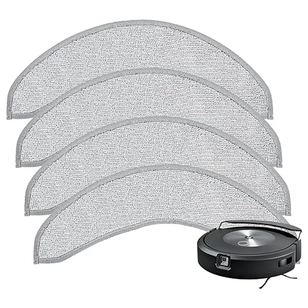 4 Pack Replacement Mop Pads for i-Robot Roomba Combo j7+/ j9+ Accessories, Microfiber Washable Mopping Pad for iRobot Roomba Combo j7+/ j9+ Robot Vacuum and Mop (Not fits for Roomba j7/ j7+/ j9+)