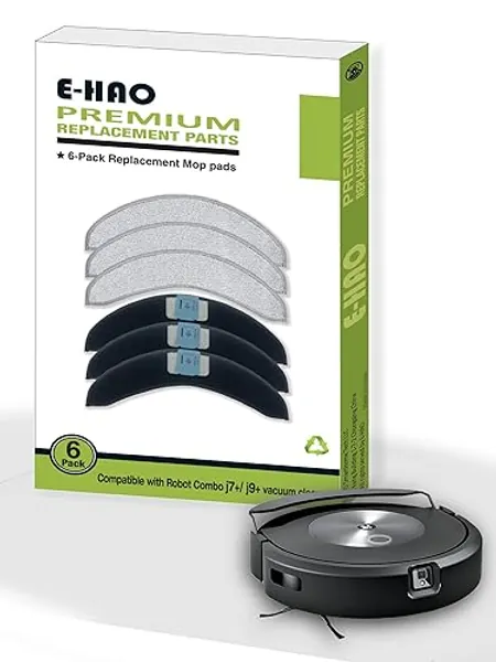 E-HAO 6 Pack Mop Pads Replacement Parts for iRobot Roomba Combo j7+, Combo j9+ and Combo 10 Max Model, Washable and Reusable Microfiber Cleaning Refill Mopping Pad Accessories - Mop Pads Only