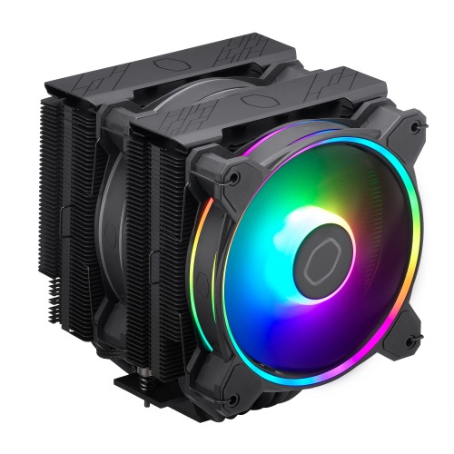 Cooler Master Hyper 622 Halo CPU Air Cooler - Aluminium Finish, 6 Compact Continuous Direct Contact Heat Pipes, Dual Tower Heat Sink, Dual Halo2 Fans, ARGB Auto Detect, LGA1700 & AM5 Brackets - Black