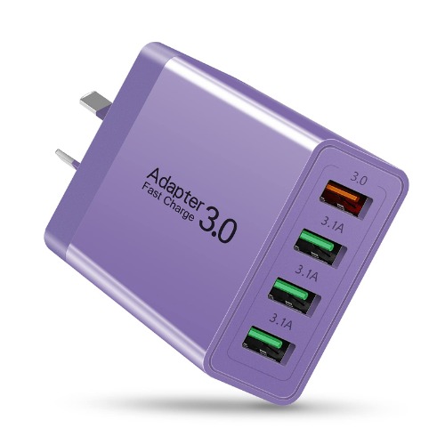 USB Charger, Total 33W Abetcabe 4 Ports Wall Charger Plug Fast Charger Power Adapter Compatible for Samsung Galaxy S20 S10 S9 S8 Note 8/9, iPhone, Pad, Tablet,HTC, LG, Google Nexus and More, Purple - Purple