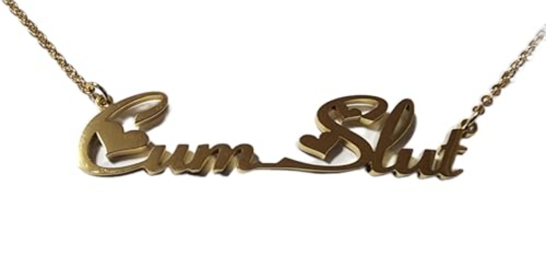 Cum Slut Necklace Gold or Silver Colored swinger lifestyle CumSlut - Silver