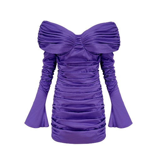 Apolline off-shoulder ruched mini dress | M / Purple