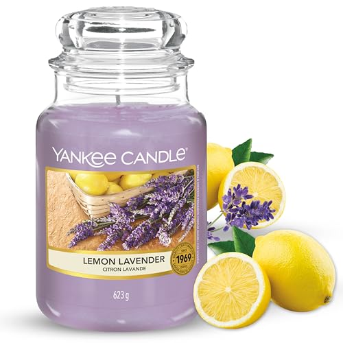 Yankee Candle Lemon Lavender Scented, Classic 22oz Large Jar Single Wick Candle, Over 110 Hours of Burn Time, Ideal for Gifting, Events, and Home Fragrance - Lemon Lavender - Classic Large Jar
