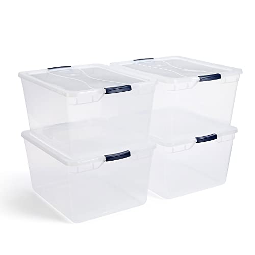 Rubbermaid Cleverstore Clear 71 Qt, 4-Pack, Made in USA, Stackable Large Clear Storage Bins with Lids, See-Through Plastic Storage, with Latching Lids, BPA-Free - 71 Qt - 4 Pack - 4