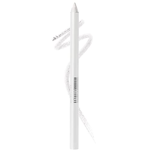 Maybelline TattooStudio Long-Lasting Sharpenable Eyeliner Pencil, Glide on Smooth Gel Pigments with 36 Hour Wear, Waterproof, Polished White, 1 Count - 970 POLISHED WHITE - 1 Count (Pack of 1)