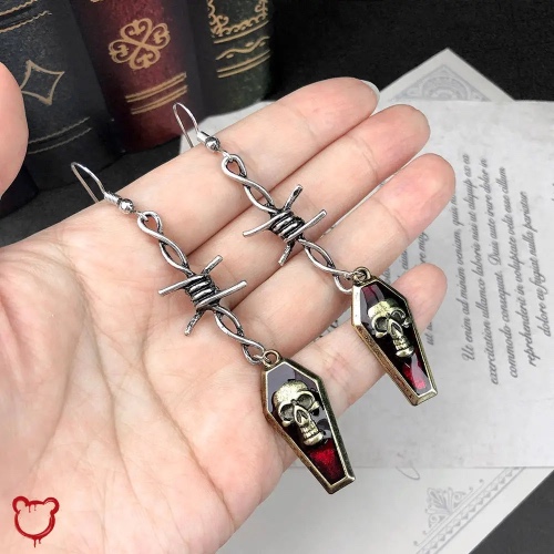 Skull Coffin Wire Earrings