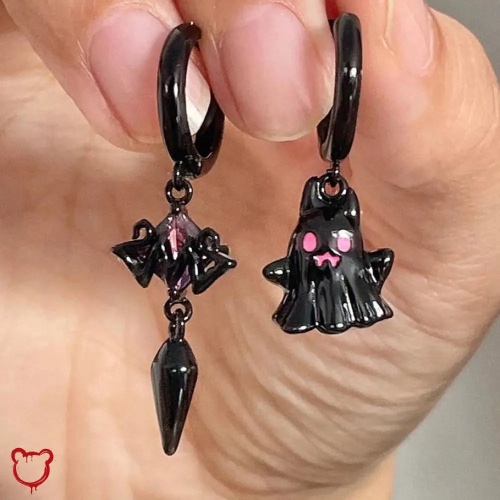 Black Ghost Dangle Earrings