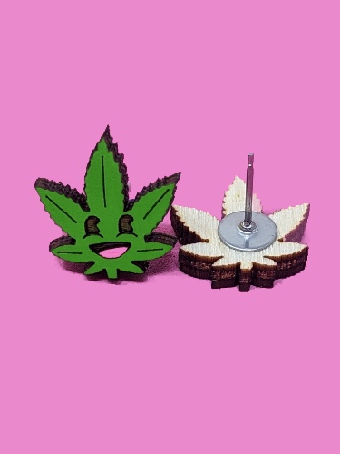 Happy Pot Leaf Earrings - Sterling Silver