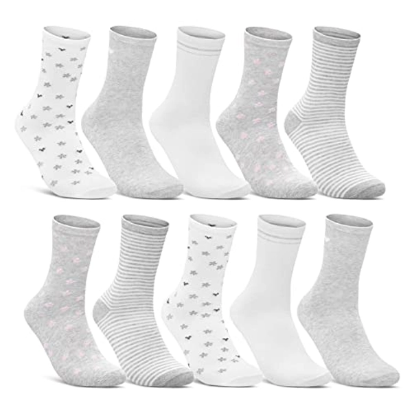 10 Paar Damen Socken Mehrfarbig Streifen Punkte Herzen Maritim Baumwolle