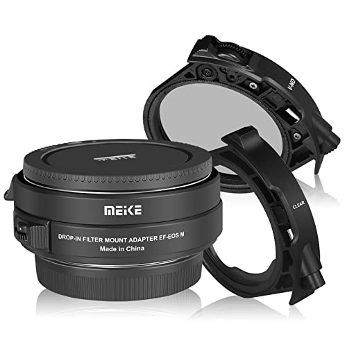 Meike MK-EFTM-C Drop-in Filter Auto-Focus Lens Adapter Compatible with Canon EF/EF-S lenses to EOS M Cameras with Variable ND Filter and UV Filter EOS M M2 M3 M5 M6 M10 M50 M100 M200 Cameras