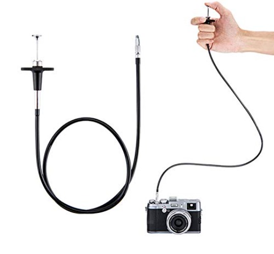 JJC TCR-70BK Black 70cm Threaded Cable Release, Mechanical Shutter Release Cable, Mechanical Cable Release with Bulb-Lock Design for Long exposures - 70cm - Black