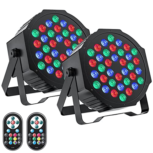 U`King LED Par Lights DJ Stage Light Corded RGB 36 LED with Sound Activated Remote Control DJ Uplighting for Wedding Party Club Christmas Stage Lighting (2 Packs) - 2 Packs