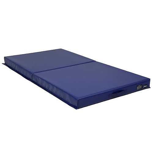 Z Athletic Open Cell Landing Folding Mat for Gymnastics, Tumbling, and Martial Arts, 6 Ft x 3 Ft x 4 In - Blue-3 - 6ft x 3ft x 4in