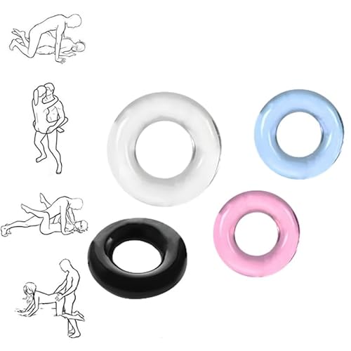 4pcs Silicone Penis Rings Set, Stretchy Cock Rings for Men Longer Harder Bigger Erections, Better Sex Pleasure Enhancing Adult Sex Toys for Men, Couples