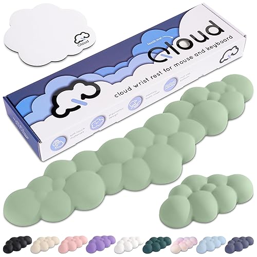 Create-ables Qloud Cloud Wrist Rest Keyboard, Cloud Palm Rest Keyboard Rest, Cloud Wrist Pad for Keyboard Wrist Rest for Computer Keyboard Wrist Support for Keyboard, Cloud Arm Rest Keyboard Wrist Pad - Pastel Green