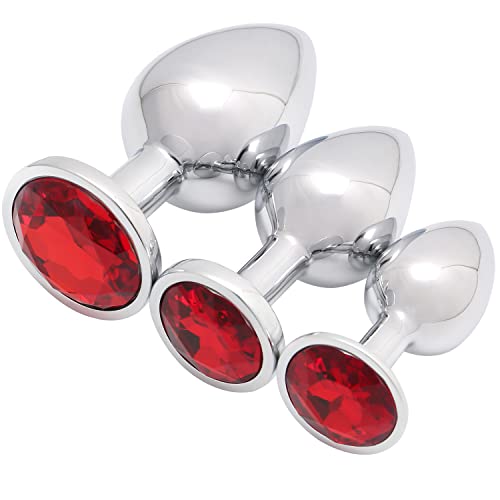 Akstore 3 Pcs Luxury Jewelry Design Fetish Anal Butt Plug(Red) - Red