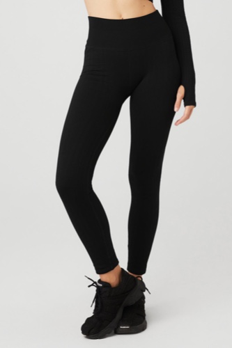 Seamless Cable Knit High-Waist Legging - Black | Black / S
